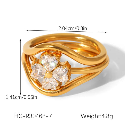 Star Flower Bow Knot 304 Stainless Steel Open Rings