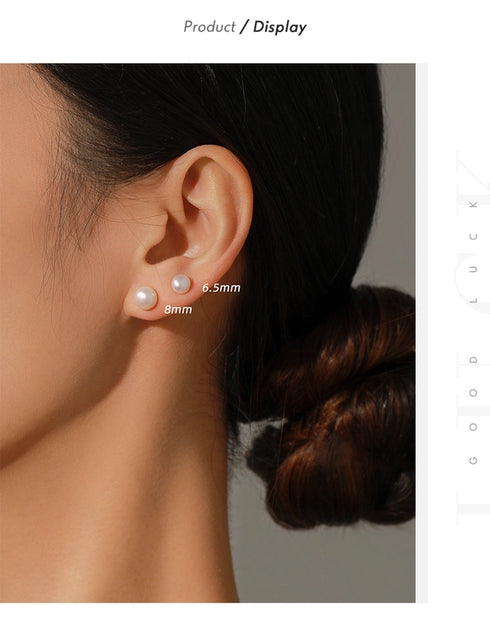 Freshwater pearl sterling silver ear studs