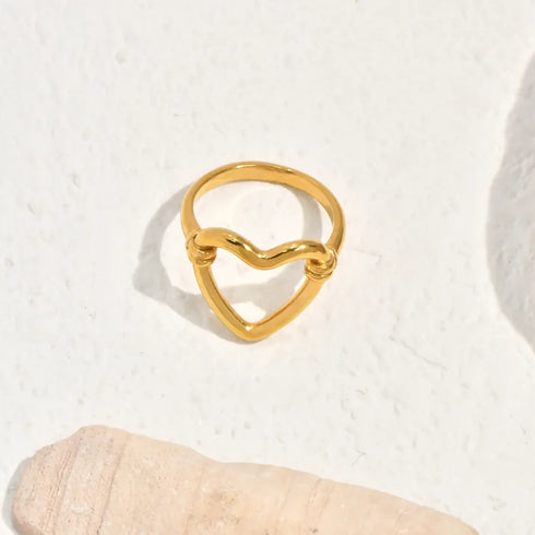 Vacuum Electroplating (In Furnace) Plated 18K Real Gold Inlaid Full Diamond Water Drop Shape Zircon Fashion Personality Love Plain Ring 304 Stainless Steel Ring