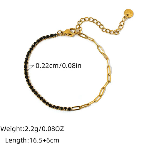 PVD Coated Real Gold Plated 18K Gold Geometric 304 Stainless Steel Imitation Diamond Rhinestone Casual Elegant Retro Waterproof Non Tarnish 304 Stainless Steel Lobster Trigger Clasp Closure Bracelets