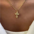 Vintage Cross 304 Stainless Steel 18K Gold Plated Necklace cable chain