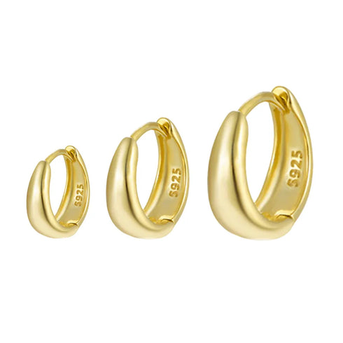 1 Set 925 Sterling Silver Solid Color K Gold Plated White Gold Plated Earrings