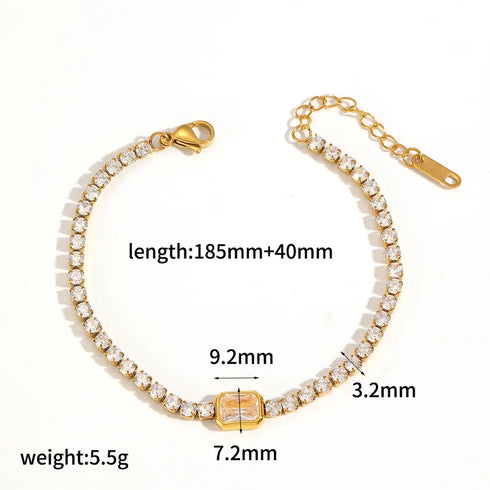 Geometric Heart 304 Stainless Steel Zircon Bracelet Light Luxury High-end Jewelry Non-fading Accessories for Women INS Style