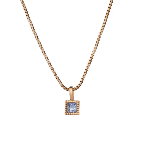 Square 304 Stainless Steel Zircon Pendant Necklace