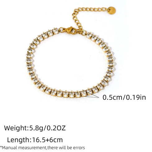 PVD Coated Real Gold Plated 18K Gold Geometric 304 Stainless Steel Imitation Diamond Rhinestone Casual Elegant Retro Waterproof Non Tarnish 304 Stainless Steel Lobster Trigger Clasp Closure Bracelets