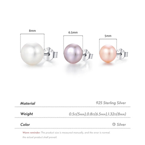 Freshwater pearl sterling silver ear studs