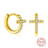 1 Pair 925 Sterling Silver Cross Zircon Earrings