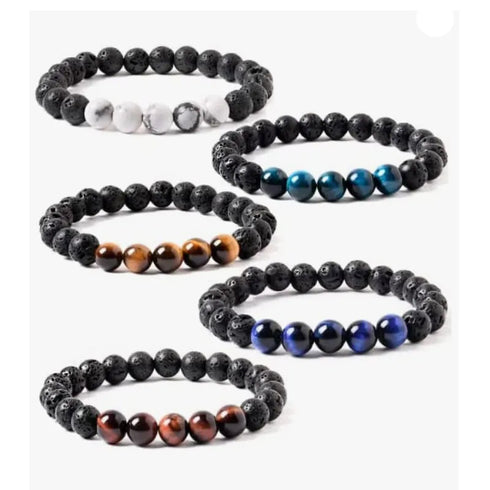 Geometric natural stone beaded bracelets