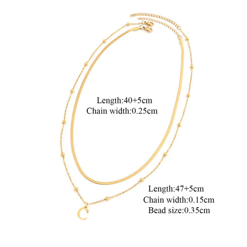 Casual Style Letter Stainless Steel Pendant Necklace with ball chain snake chain