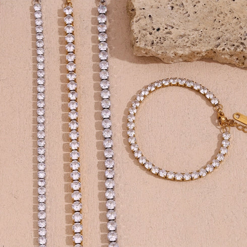 Tennis Stainless Steel 18K Gold Plated zircon bracelet