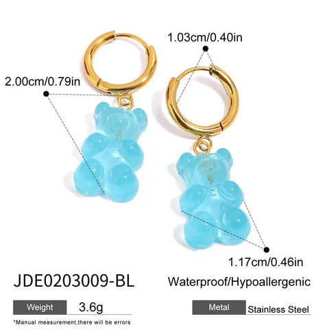 PVD Coated Real Gold Plated Cherry Bear Heart Shape 316 Stainless Steel Acrylic IG Style Casual Cute Waterproof Non Tarnish Earrings Necklace