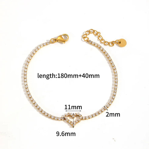 Geometric Heart 304 Stainless Steel Zircon Bracelet Light Luxury High-end Jewelry Non-fading Accessories for Women INS Style