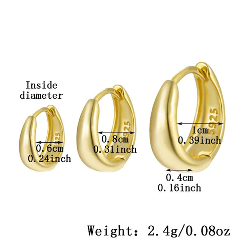 1 Set 925 Sterling Silver Solid Color K Gold Plated White Gold Plated Earrings