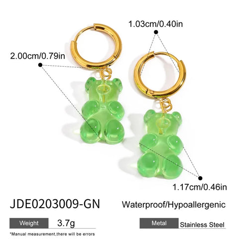 PVD Coated Real Gold Plated Cherry Bear Heart Shape 316 Stainless Steel Acrylic IG Style Casual Cute Waterproof Non Tarnish Earrings Necklace